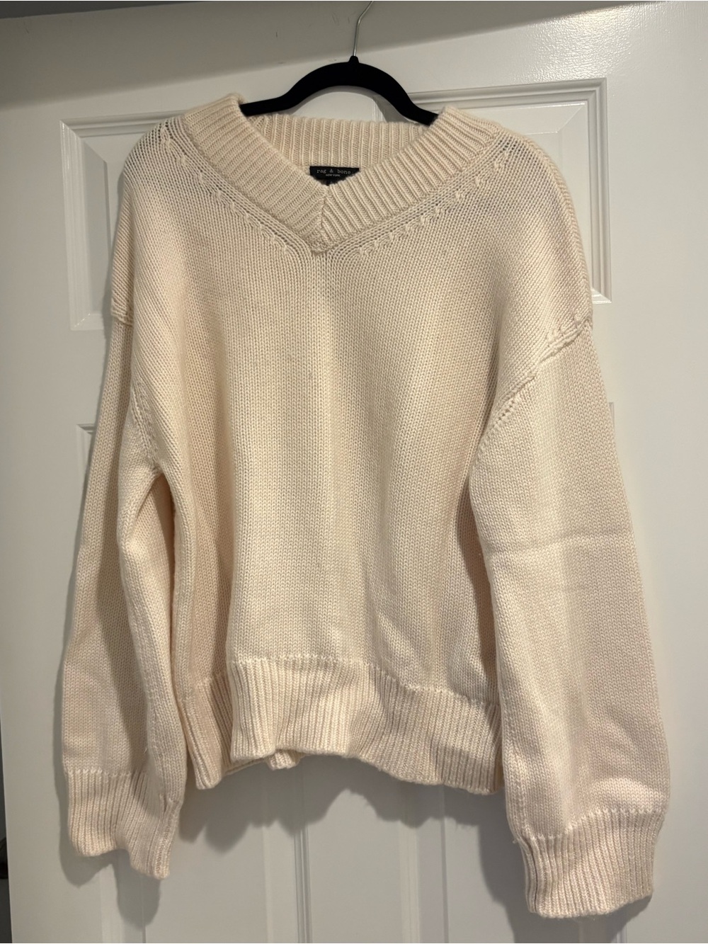 Rag&Bone Women's Cream V-Neck Knit Sweater